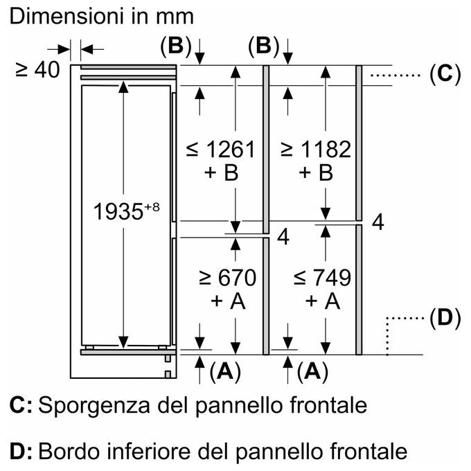 Bosch KBN965SE0 Serie 2 Frigorifero Combinato da Incasso 383 L 194 cm Classe E 34 dB NoFrost VitaFresh XXL Wi-Fi colore Bianco