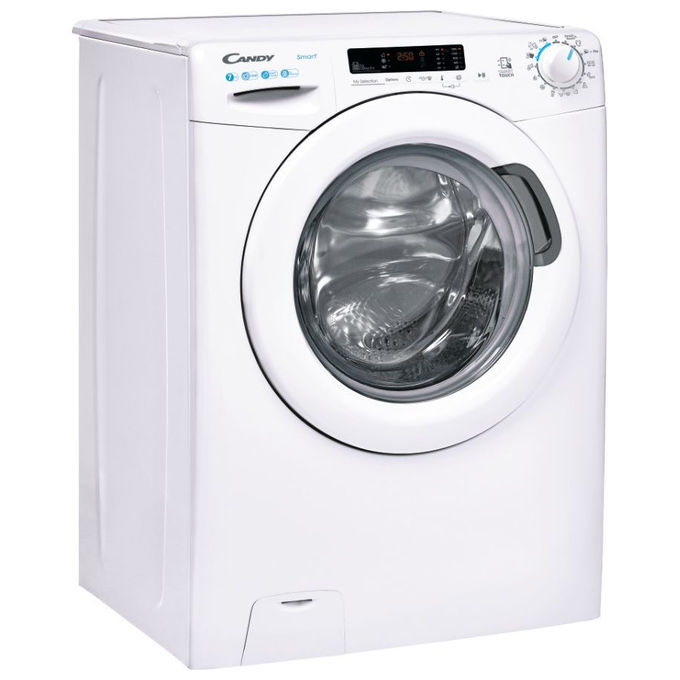 Candy CS4 1272DE-1-S - Lavatrice Slim a Carica Frontale 7 kg, 1200 rpm, Classe Energetica D, 16 Programmi con Kilo Detector e Controllo Remoto NFC (85×60×45 cm), Colore Bianco