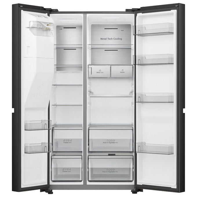 Hisense RS818N4TFE Frigorifero Americano Side by Side 632 L 179 cm Classe E 38 dB No Frost WiFi Dispenser Acqua e Ghiaccio colore Nero