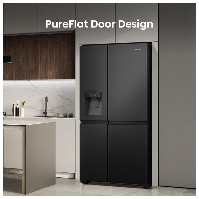 Hisense RS818N4TFE Frigorifero Americano Side by Side 632 L 179 cm Classe E 38 dB No Frost WiFi Dispenser Acqua e Ghiaccio colore Nero