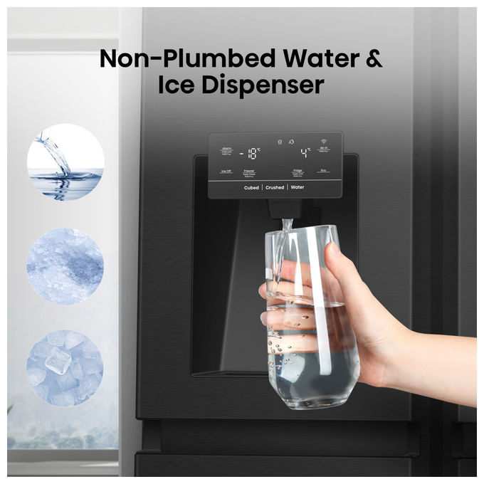 Hisense RS818N4TFE Frigorifero Americano Side by Side 632 L 179 cm Classe E 38 dB No Frost WiFi Dispenser Acqua e Ghiaccio colore Nero
