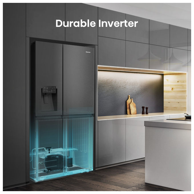 Hisense RS818N4TFE Frigorifero Americano Side by Side 632 L 179 cm Classe E 38 dB No Frost WiFi Dispenser Acqua e Ghiaccio colore Nero