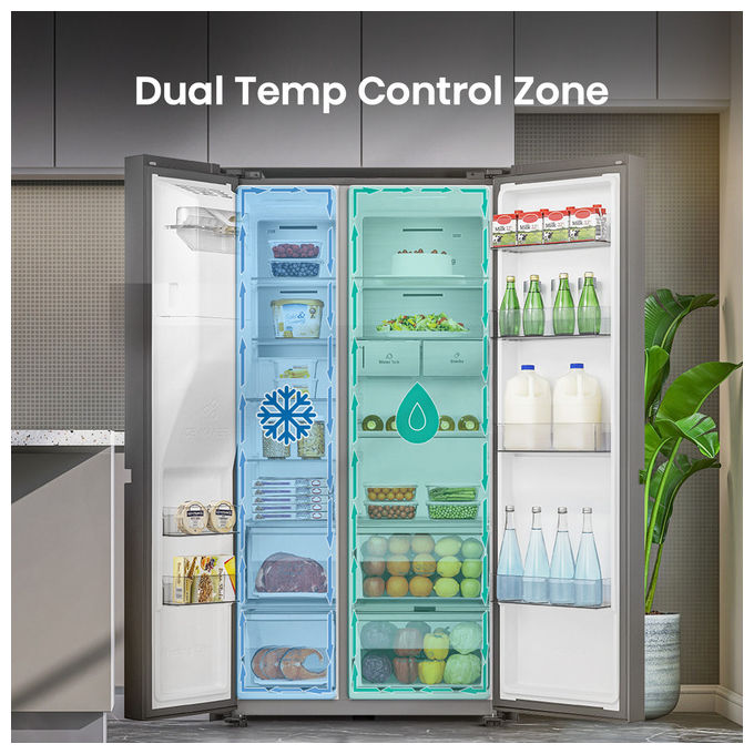 Hisense RS818N4TFE Frigorifero Americano Side by Side 632 L 179 cm Classe E 38 dB No Frost WiFi Dispenser Acqua e Ghiaccio colore Nero