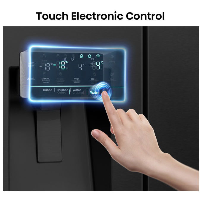 Hisense RS818N4TFE Frigorifero Americano Side by Side 632 L 179 cm Classe E 38 dB No Frost WiFi Dispenser Acqua e Ghiaccio colore Nero