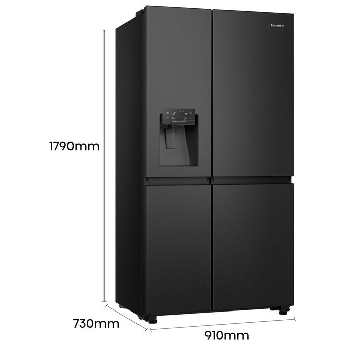 Hisense RS818N4TFE Frigorifero Americano Side by Side 632 L 179 cm Classe E 38 dB No Frost WiFi Dispenser Acqua e Ghiaccio colore Nero