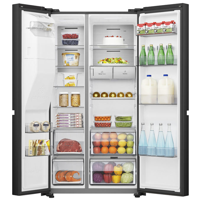 Hisense RS818N4TFE Frigorifero Americano Side by Side 632 L 179 cm Classe E 38 dB No Frost WiFi Dispenser Acqua e Ghiaccio colore Nero