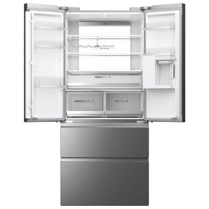 Haier HFW7819EWMP Cube 83 Serie 7 Frigorifero 4 Porte 537 L 192.5 cm Classe E 37 dB No Frost Wi-Fi colore Platino Acciaio Inox