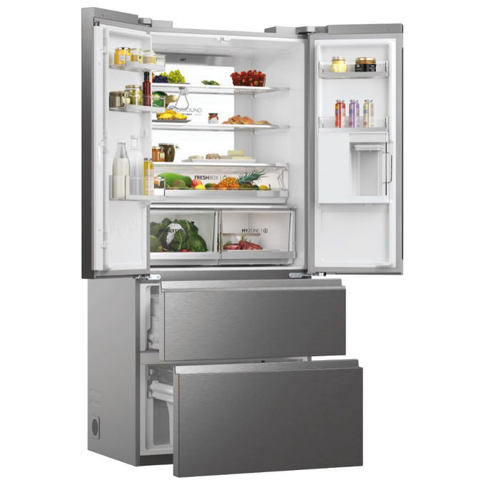 Haier HFW7819EWMP Cube 83 Serie 7 Frigorifero 4 Porte 537 L 192.5 cm Classe E 37 dB No Frost Wi-Fi colore Platino Acciaio Inox