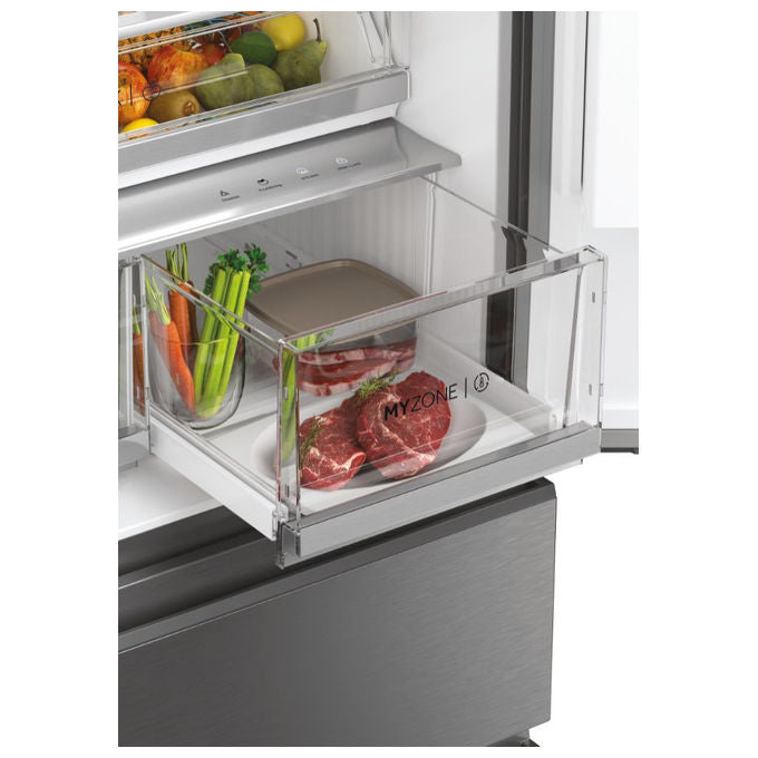 Haier HFW7819EWMP Cube 83 Serie 7 Frigorifero 4 Porte 537 L 192.5 cm Classe E 37 dB No Frost Wi-Fi colore Platino Acciaio Inox