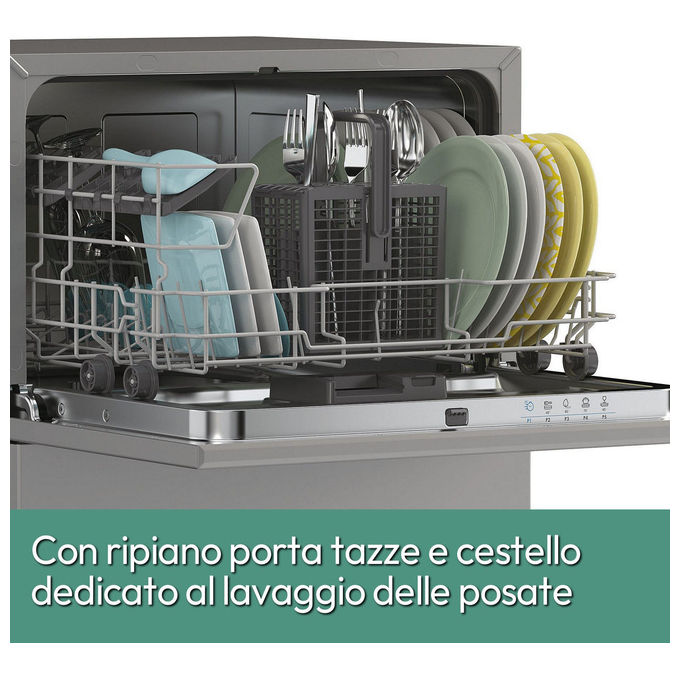 Candy CP 6E51LS Rapido Lavastoviglie Compatta 6 coperti Classe E 8 programmi 51 dB (44,3x55x50,1 cm) colore Silver
