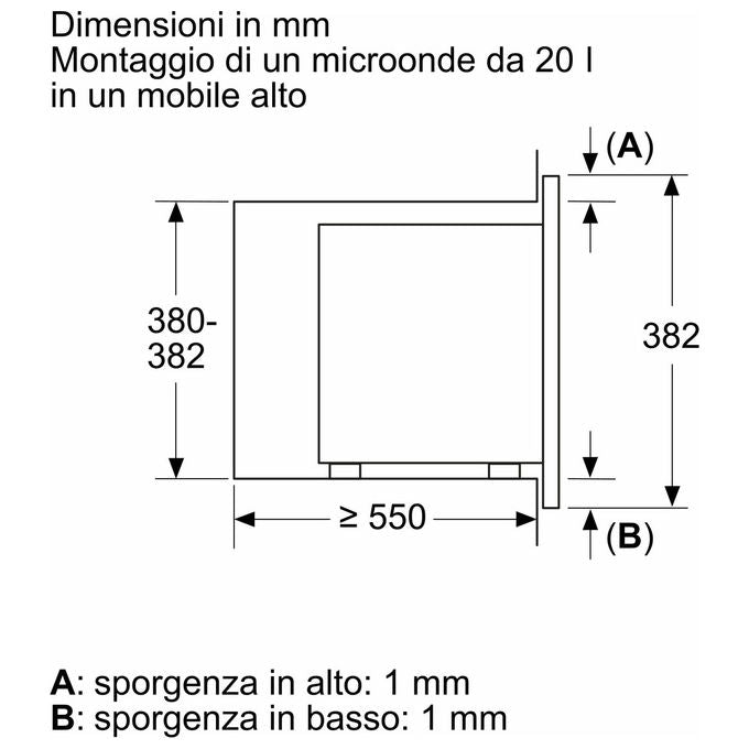 Bosch BEL623MS3 Serie 2 Forno a microonde da incasso con grill 20 L 800 W 5 livelli di potenza colore Acciaio Inox