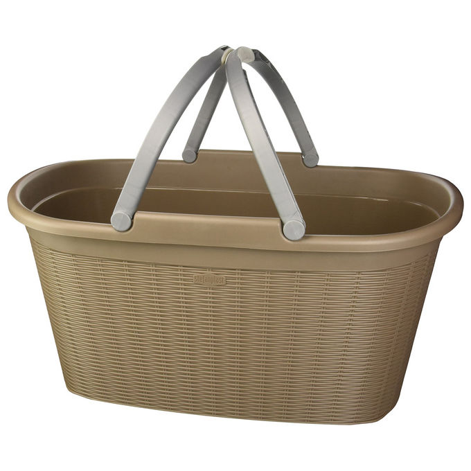 Stefanplast Cesta Elegance Rattan 58x38x28cm Ovale Bianco Plastica Contenitore Casa