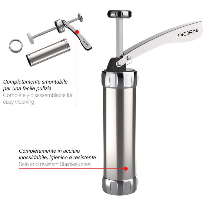 Pedrini Siringa per Biscotti in Acciaio Inox con 13 Dischi e 8 Beccucci