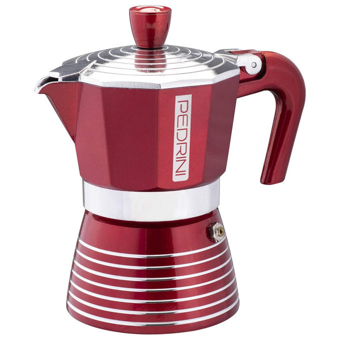 Pedrini Infinity Caffettiera Alluminio 6 Tazze Rosso Glitterato 02CF116