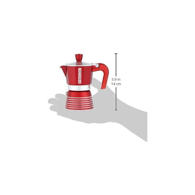 Pedrini Infinity Caffettiera Alluminio 6 Tazze Rosso Glitterato 02CF116