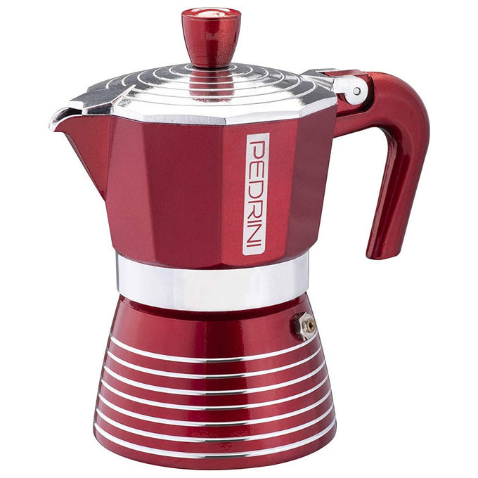 Pedrini Infinity Caffettiera Alluminio 6 Tazze Rosso Glitterato 02CF116