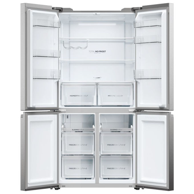 Haier HCR5919ENMP Cube 90 Serie 5 Frigorifero Americano 4 Porte 528 L 190 cm Classe E 38 dB Total No Frost colore Platino Inox