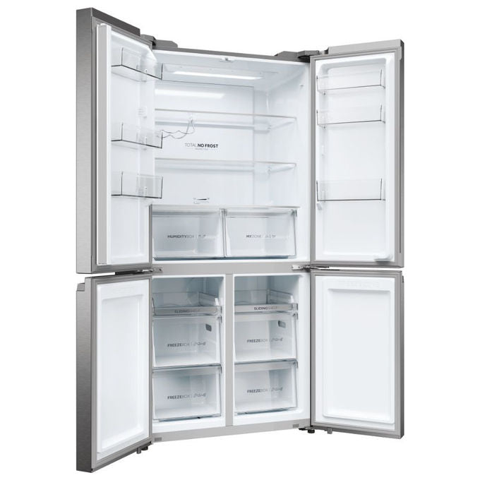 Haier HCR5919ENMP Cube 90 Serie 5 Frigorifero Americano 4 Porte 528 L 190 cm Classe E 38 dB Total No Frost colore Platino Inox