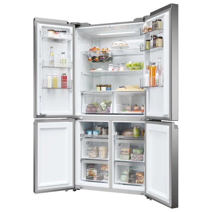Haier HCR5919ENMP Cube 90 Serie 5 Frigorifero Americano 4 Porte 528 L 190 cm Classe E 38 dB Total No Frost colore Platino Inox