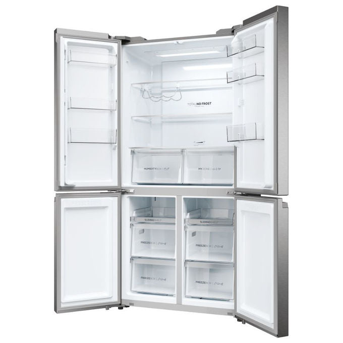 Haier HCR5919ENMP Cube 90 Serie 5 Frigorifero Americano 4 Porte 528 L 190 cm Classe E 38 dB Total No Frost colore Platino Inox
