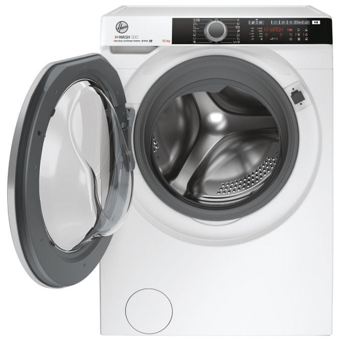 Hoover H-WASH 500 HWE410AMBS - Lavatrice a Carica Frontale 10 kg, 1400 rpm, Classe Energetica A, Motore Inverter con 9 Cicli Care, Funzione Vapore e Controllo Remoto Wi-Fi (85×60×59 cm), Colore Bianco