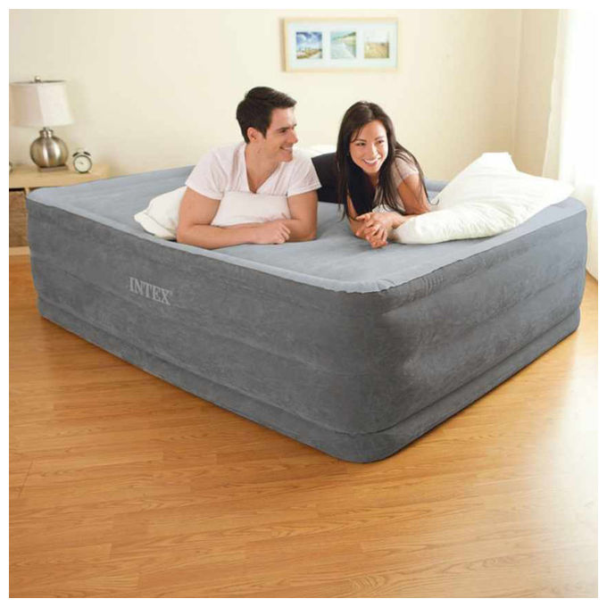 Intex Materasso Dura-Beam Comfort Plush Matrimoniale Grigio per Piscine e Campeggio