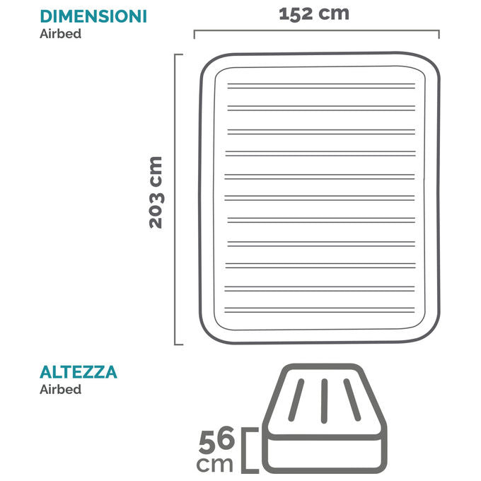Intex Materasso Dura-Beam Comfort Plush Matrimoniale Grigio per Piscine e Campeggio
