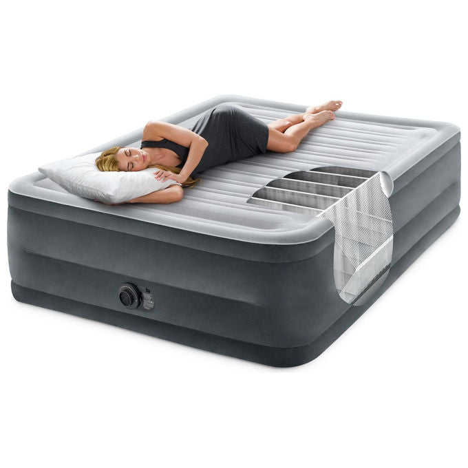Intex Materasso Dura-Beam Comfort Plush Matrimoniale Grigio per Piscine e Campeggio