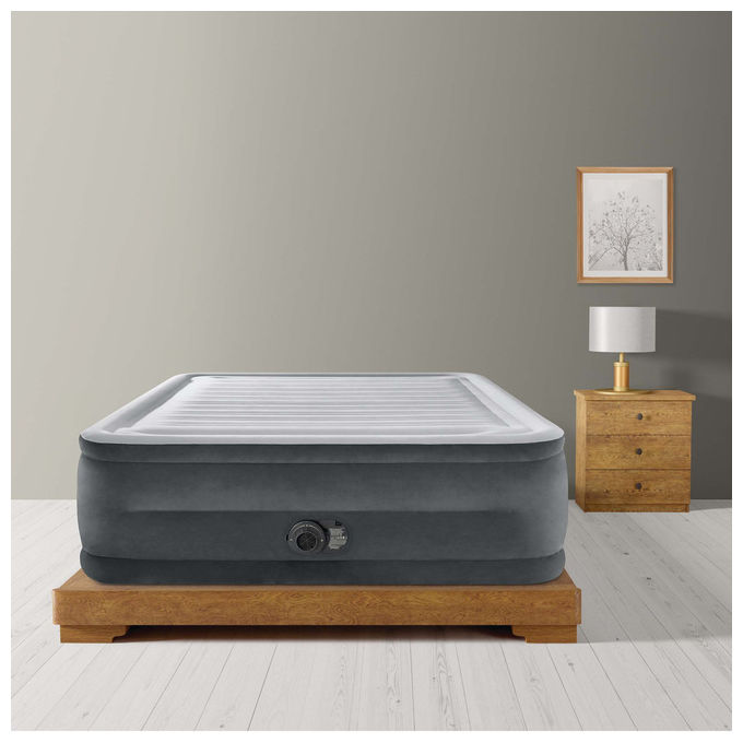 Intex Materasso Dura-Beam Comfort Plush Matrimoniale Grigio per Piscine e Campeggio