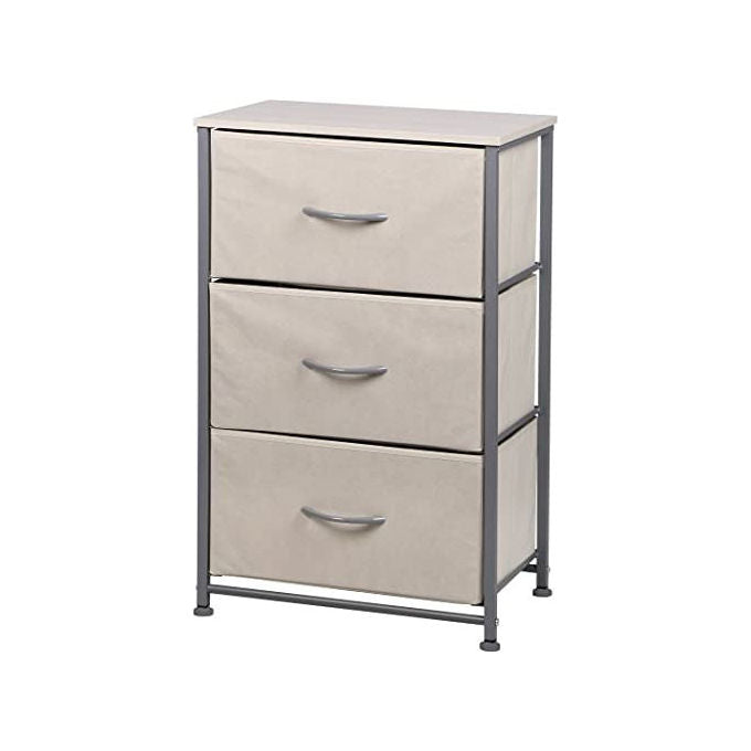 CASA COLLECTION Brisbane Cassettiera 3 Cassetti Struttura Metallo Piano MDF Rivestimento TNT 45x30x70 cm colore Grigio Beige