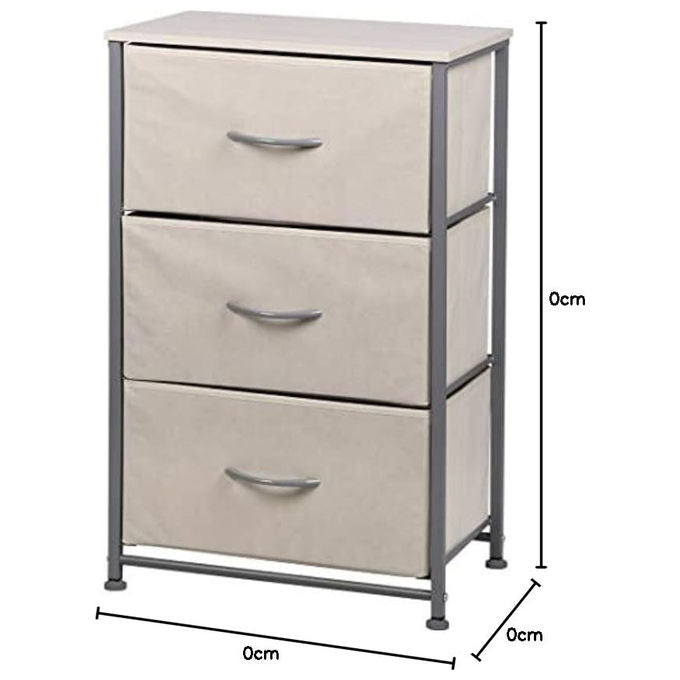 CASA COLLECTION Brisbane Cassettiera 3 Cassetti Struttura Metallo Piano MDF Rivestimento TNT 45x30x70 cm colore Grigio Beige