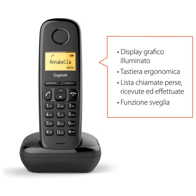 Gigaset A170 Cordless DECT Display 1,5'' Rubrica Nero