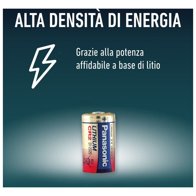 Panasonic Batteria al Litio Cilindrica CR-2 3V Rosso Oro