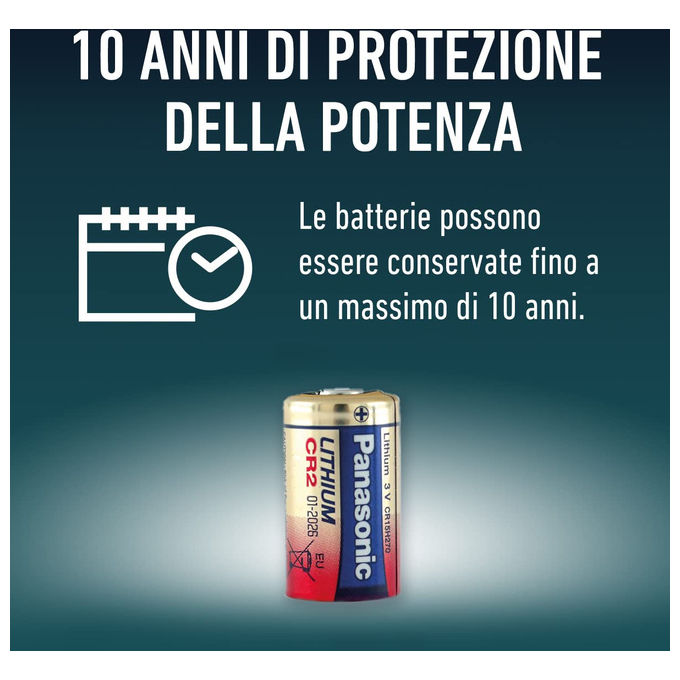 Panasonic Batteria al Litio Cilindrica CR-2 3V Rosso Oro