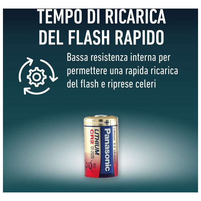 Panasonic Batteria al Litio Cilindrica CR-2 3V Rosso Oro