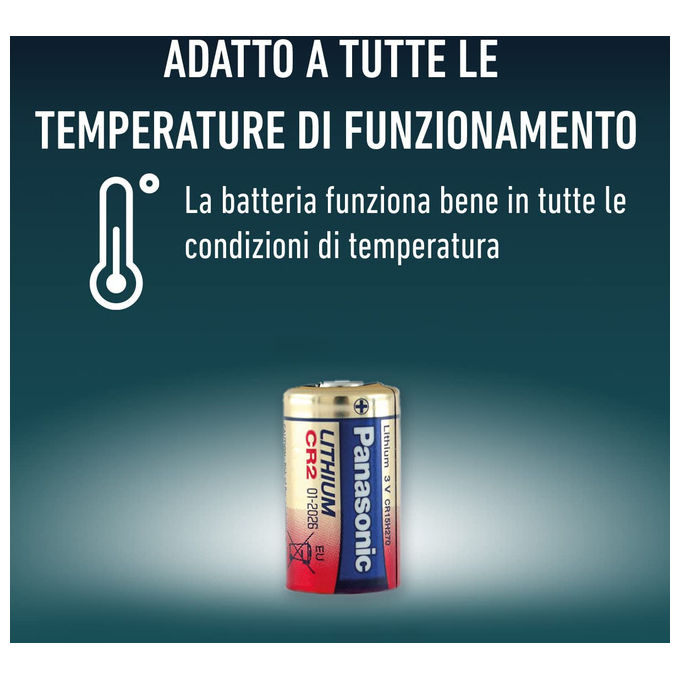 Panasonic Batteria al Litio Cilindrica CR-2 3V Rosso Oro