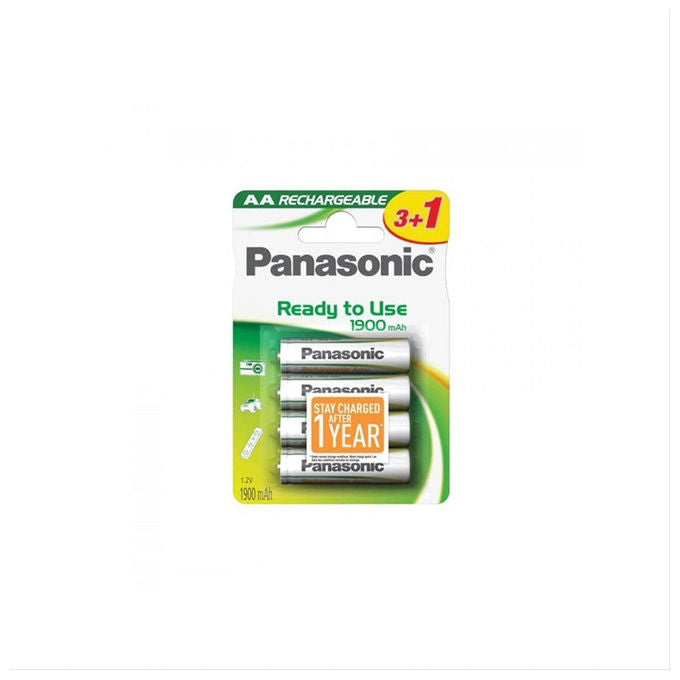 Panasonic Batterie Ricaricabili AA Alkaline 1900mAh - Set 4 Pezzi