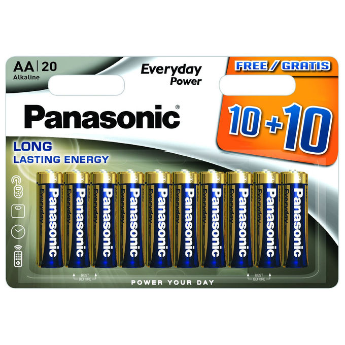 PANASONIC Pile Stilo 10+10 LR6SPS per Brico e Giardino Materiale Elettrico in Batteria e Pile Ricaricabili