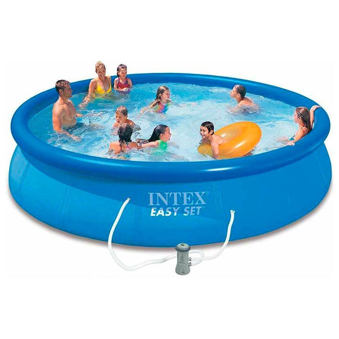 Intex Piscina Fuori Terra Easy Set 457x84 cm Rotonda Azzurra PVC Triplo Strato