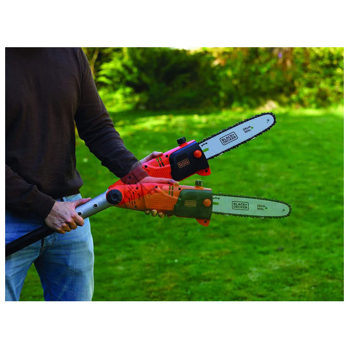 Black+Decker Sega Potatrice A Filo 800W con Barra da 25cm e Asta Regolabile fino a 2,7m per un Giardinaggio Efficiente e Maneggevole
