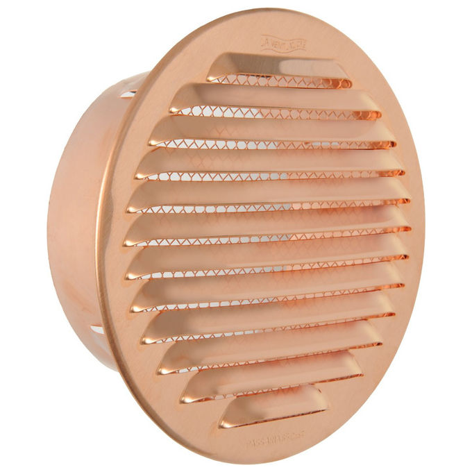 Griglia tonda da incasso in rame La Ventilazione GTR125R ø150mm con rete antinsetti