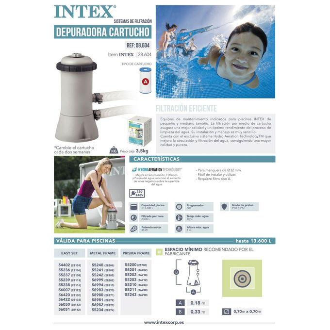 Intex Pompa Filtro per Piscine Easy-Frame 2006 l-h - Accessorio Piscina