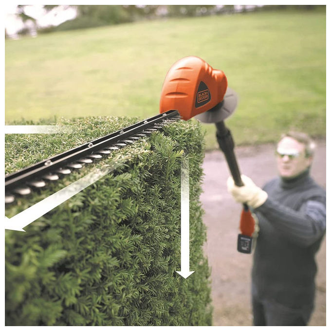 Black+Decker Tagliasiepi a Testa Regolabile 5 Posizioni con Batteria Litio 18 v lama 43 cm