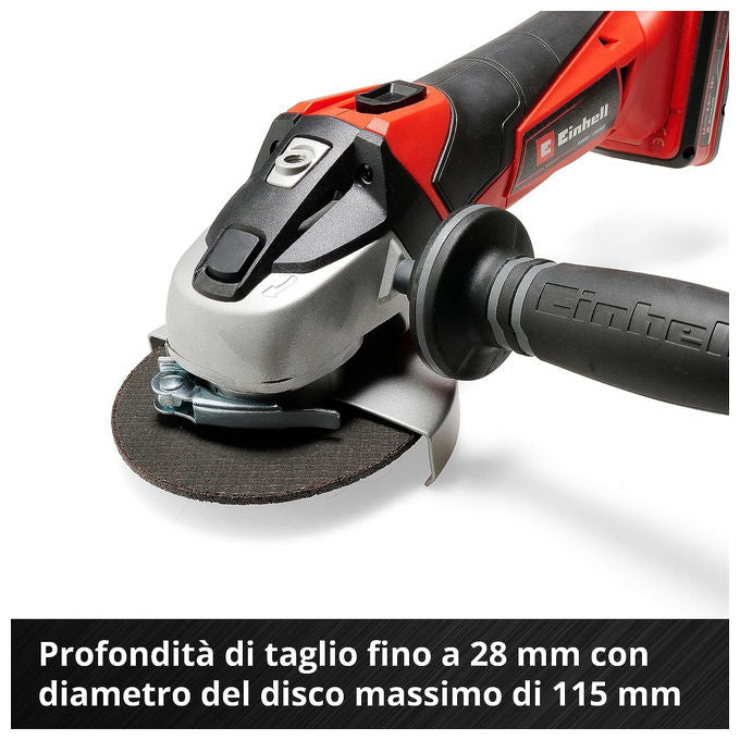 Einhell Smerigliatrice Angolare A Batteria Te-Ag 18 Li (Batteria Non Inclusa)