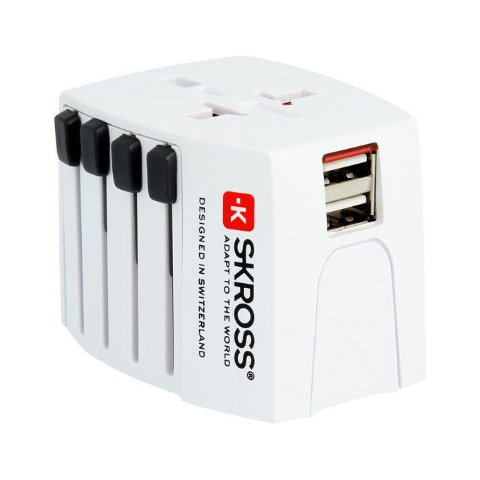 Polypool Adattatore Universale da Viaggio Compatto 10a 230v , con 2 Prese usb