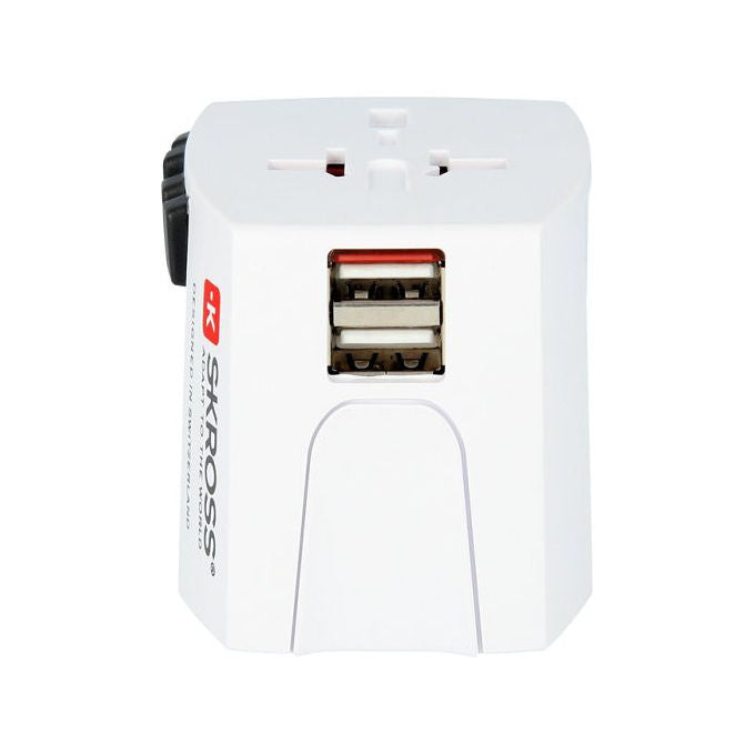 Polypool Adattatore Universale da Viaggio Compatto 10a 230v , con 2 Prese usb