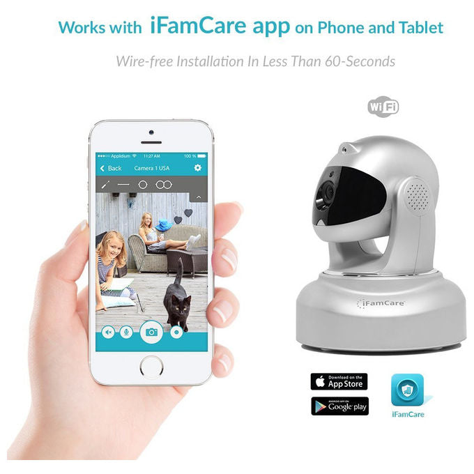 Ifamcare Helmet Home Monitor Wi-Fi digitale 1080P Full HD per iPhone e Android Argento