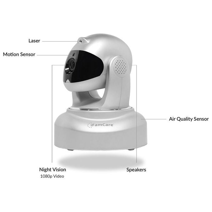 Ifamcare Helmet Home Monitor Wi-Fi digitale 1080P Full HD per iPhone e Android Argento