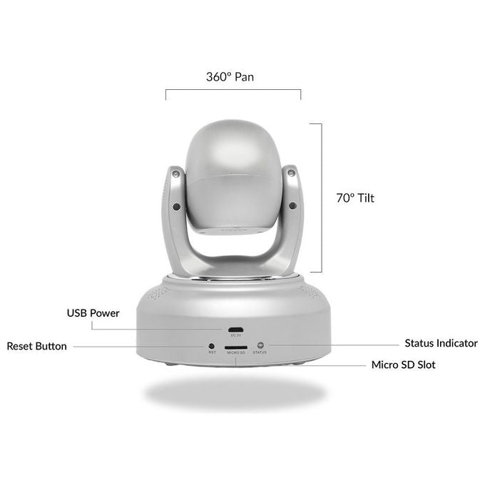 Ifamcare Helmet Home Monitor Wi-Fi digitale 1080P Full HD per iPhone e Android Argento
