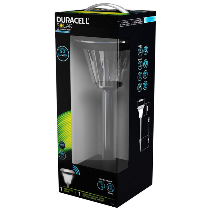 Duracell Lampada Led da Esterni con Picchetto in Vetro e Acciaio con Sensore di Movimento